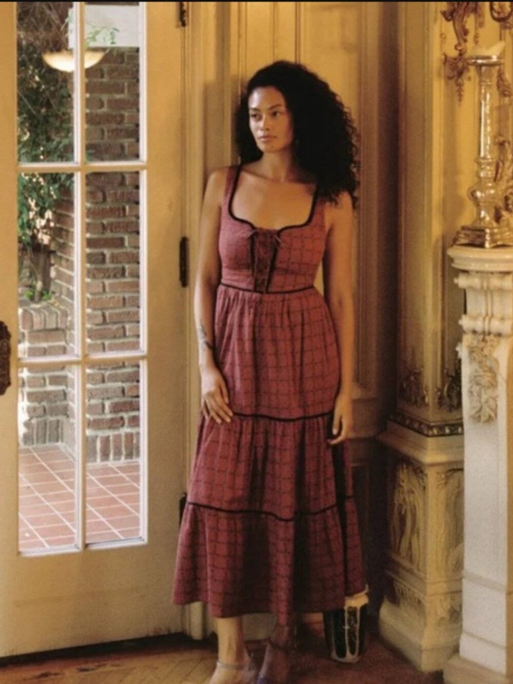 Christy Dawn Adele Dress in Crimson Trellis Size L
